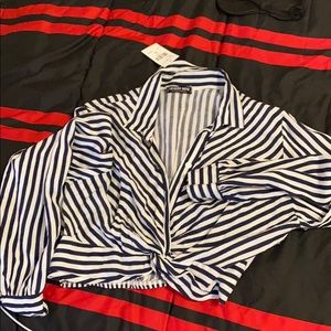 Stripped long sleeve- half shirt